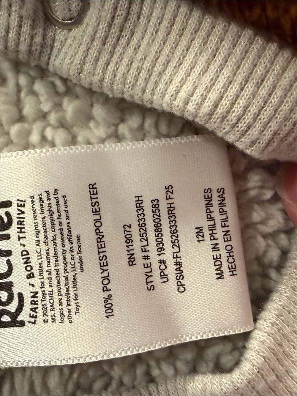 OshKosh B'gosh Cream and Gray Sherpa-Lined Jacket